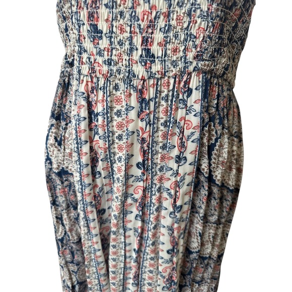 Paisley Cottagecore Prairie Romantic Shirring Maxi Dress Fairy Sz L Razorback - Picture 3 of 7